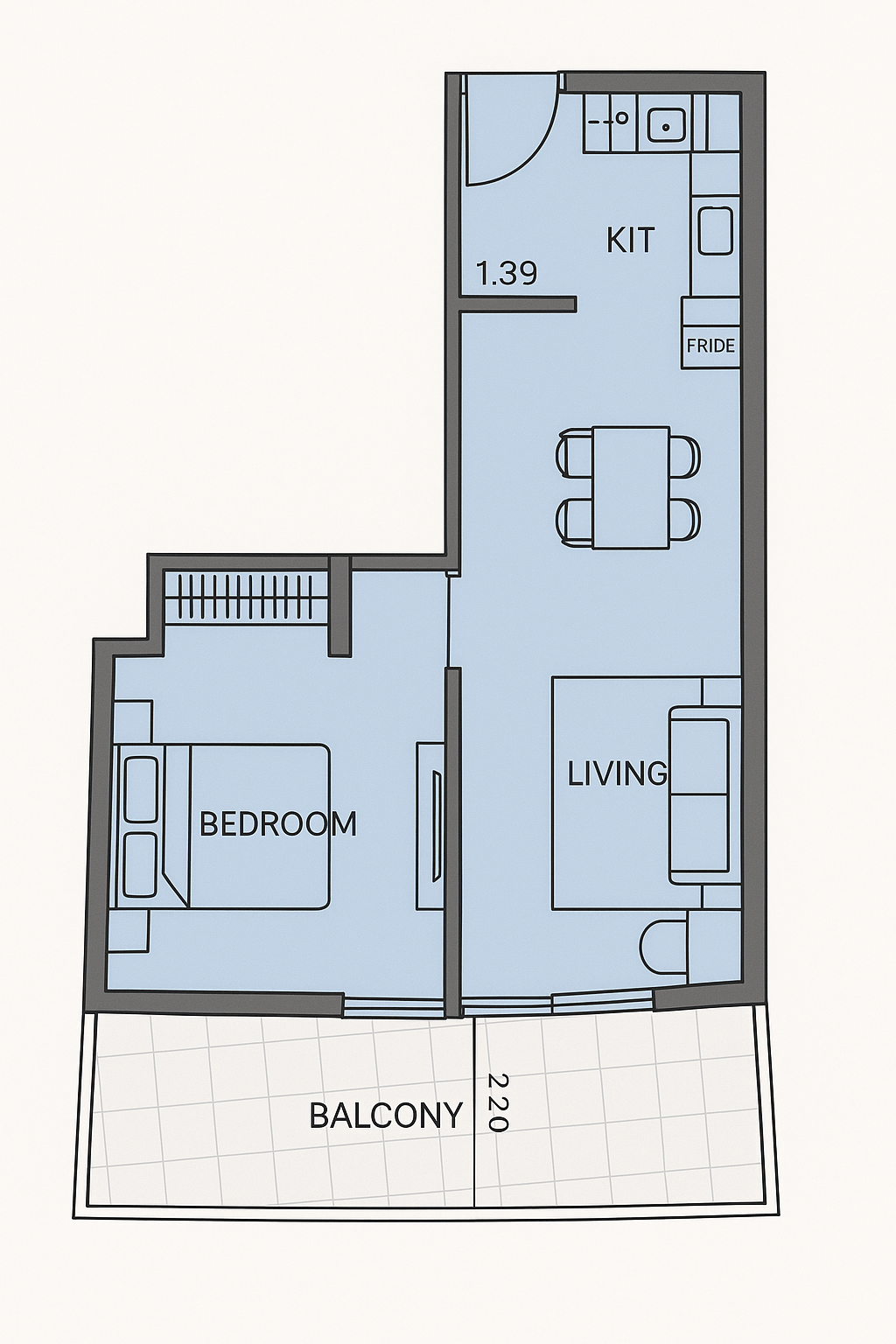 1 Bedroom Floor Plan
