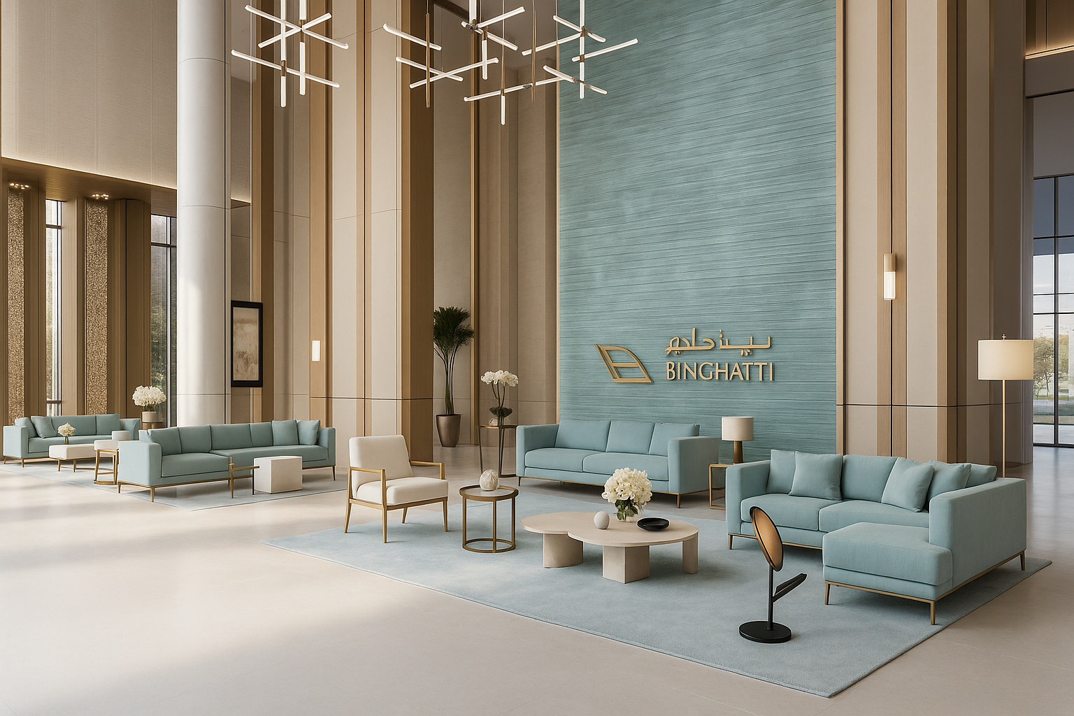Binghatti Venice luxury lobby interior with elegant design